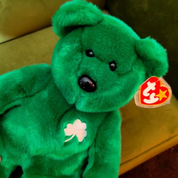 TY BEANIE BABY Erin *ULTRA RARE *Vtg Collectible  Green  BEAR 1996 14" NWT - Picture 8 of 10